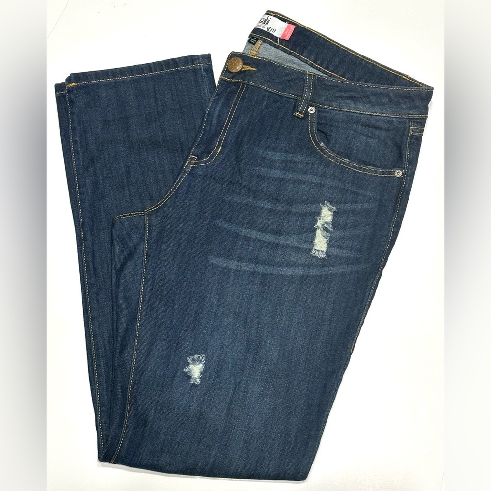 CABI Jeans Womens Size 14 Slim Boyfriend Fit Denim Distressed Dark Wash 3045 - Picture 4 of 13